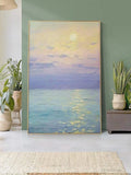 Hand Painted Seascape Sunrise Oil Paintings on Canvas Wall Art Decor