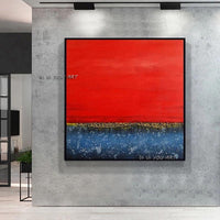 Hand Painted Abstract Red Art On Canvas Wall Art Decoration