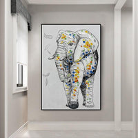 Hand Painted Oil Paintings Animal Elephant Modern Abstract On Canvas Pop Art