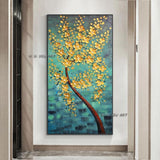 Hand Painted Abstract Wall Art Beautiful Flowers Tree Minimalist Modern On Canvas Decorative For Living