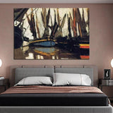 Hand Painted Monet Fishing Boats (study) 1866 Modern Abstract Landscape Wall Art Oil Painting Decoration