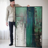 Hand Painted Contemporary Oil Painting Abstract Green and White Modern Minimalist Bedroom s (hand painted)