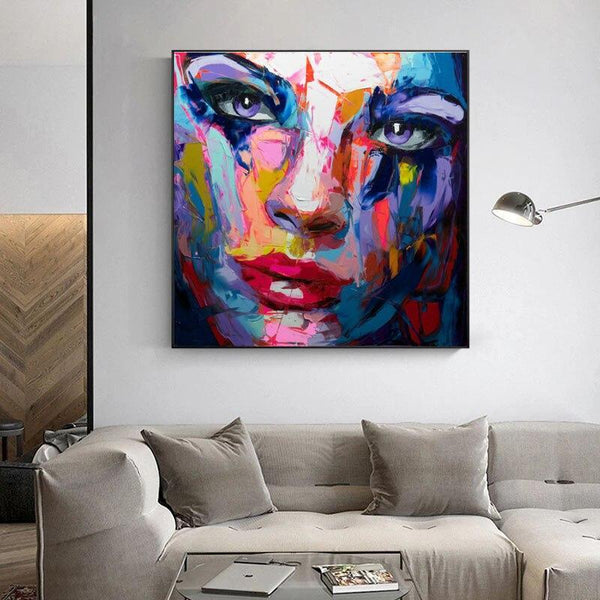 Artist Hand Painted Painting on Canvas Nielly Style Francoise Abstract Portrait Women Blue Face Oil Painting