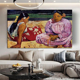 Hand Painted Oil Painting Paul Gauguin Tahitian woman on the beach Abstract Retro Wall Art