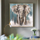 Modern Children Room Decoration Hand Painted Abstract Elephant Oil Painting Wall Canvas Art Animal Paintings Pieces Artwork