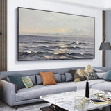 Modern Hand Painted Sunset Seascape Abstract Canvas Oil Painting As