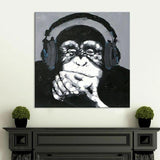 Hand Painted Oil Painting On The Canvas Black Gorilla Animal As