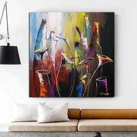 Hand Painted Oil Painting Retro Flower Pattern Abstract Painting Home Room Canvass