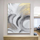 The Fashion Gold Brush Black Gray Painting Hand Painted Modern Abstract Canvas