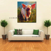 Animals art Hand Painted Funny Canvas Babe Pig Small Baby Pigative Wall Art