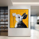 Abstract Cartoon Rabbit Hand Painted Cartoon Art Oil Paintings Wall Canvas Art For Home Kids Room Decoration