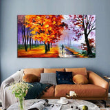 Hand Painted Oil Painting Classic Knife Landscape Tree Figure Abstract Canvas Home Room Decorations