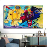 Hand Painted Oil Painting Famous Bicycle Red Blue 1925 Abstract Kandinsky Canvas Room Decor