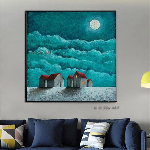 Hand Painted Silent Night Sky On Canvas Wall Art Decoration