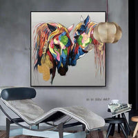 Hand Painted Abstract Wall Art Horse Minimalist Modern On Canvas Decorative