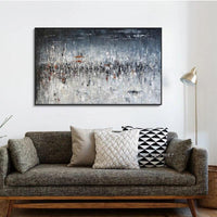 Modern Abstract Hand Painted Landscape On Canvas Grey Oil Painting for