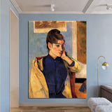 Hand Painted Oil Painting Paul Gauguin Portrait of Madelaine Bernard sister of the artist Emile Bernard Figure Abstract