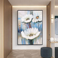 Hand Painted Abstract Flower Art On Canvas