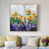 Hand Painted Oil Painting On Canvas Modern Texture Flower Abstract Wall Decoration Wall Art Oil Canvas Paintings