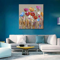 Hand Painted Retro Knife Flower Abstract Oil Painting Canvas Modern Wall Decor