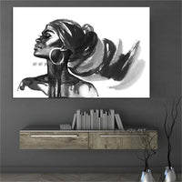 Decorative painting Hand Painted Black White African Woman Canvas Painting Modern Art Portrait painting for Room Office Decoration