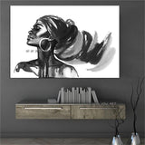 Decorative painting Hand Painted Black White African Woman Canvas Painting Modern Art Portrait painting for Room Office Decoration