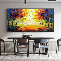 Hand Painted Oil Painting Skillful Night Modern Palette Knife Park Street On Canvas Art For living room Abstract