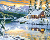 DIY Paint By Number House Winter Drawing On Canvas HandPainted Painting Art Gift DIY Painting By Numbers Snow Kits Home Decor