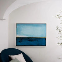 Hand Painted Sea Canvas Painting Blue Abstract Painting Minimalist Art Modern Art