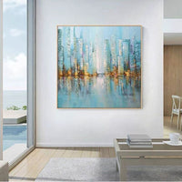 Abstract City Landscape Oil Painting Hand Painted on Canvas Modern Wall Art Building Posters