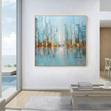 Abstract City Landscape Oil Painting Hand Painted on Canvas Modern Wall Art Building Posters