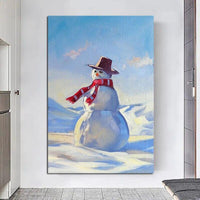 Hand Painted Oil Painting Modern Tree Snowman Canvas Abstract