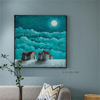 Hand Painted Silent Night Sky On Canvas Wall Art Decoration