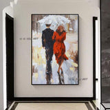 Hand Painted Knife Leonid City Couple Umbrella painting Canvas Unique