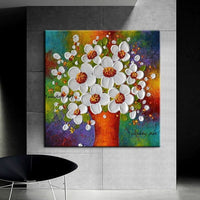 Hand Painted Modern Canvas Art Oil Painting Knife Flower Tree Painting For Home Hotel Decor