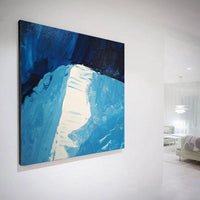 Hand-Painted Hand Painted Oil Painting Modern Simple Blue White Abstracts Home