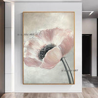 Hand Painted Paintings Wall Art Oil Paintings Pink Abstract Canvas Flowers Modern