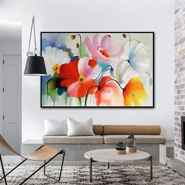 Hand Painted Impression Colorful Flowers Oil Painting Canvas s