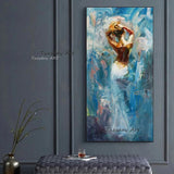 Hand Painted Impression Character Naked Girl Oil Painting Blue Skirt Canvas Abstract