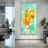 Hand Painted Oil Paintings Impression Yellow Flowers Abstract Decor Canvass