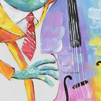 Modern Hand Painted Colorful Animals Canvas Painting Cartoon Frog Playing the violin Wall Art