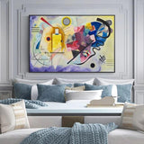 Hand Painted Abstract Kandinsky Canvas Famous Oil Painting Bicycle Red Blue 1925 Room Decor