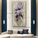 Hand Painted Abstract Wall Art Modern Minimalist Flowers Canvas For Living