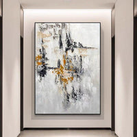 Hand Painted Decorative Art Painting Abstract White Gray Wall Decor Modern Minimalist Oil Painting Canvas Artwork Pieces