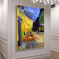 Hand Painted Famous Van Gogh Cafe Terrace At Night Oil Painting on Canvas