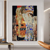 Hand Painted Canvas Scandinavian Gustav Klimt by The Three Ages of Woman Oil Painting