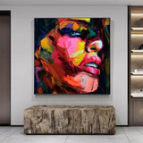 Hand Painted Knife Canvas Abstract Artwork Woman Face Wall Art Canvas