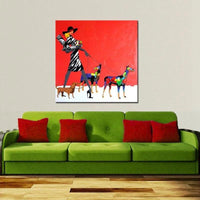 Red Hand Painted Modern Animals Beaut Landscape Wall Painting For Room Abstract On Canvas Hang Oil Paintings