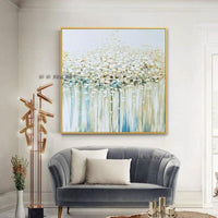 Hand Painted Acrylic heavy texture Modern Abstract Gold Tree Flower Canvas