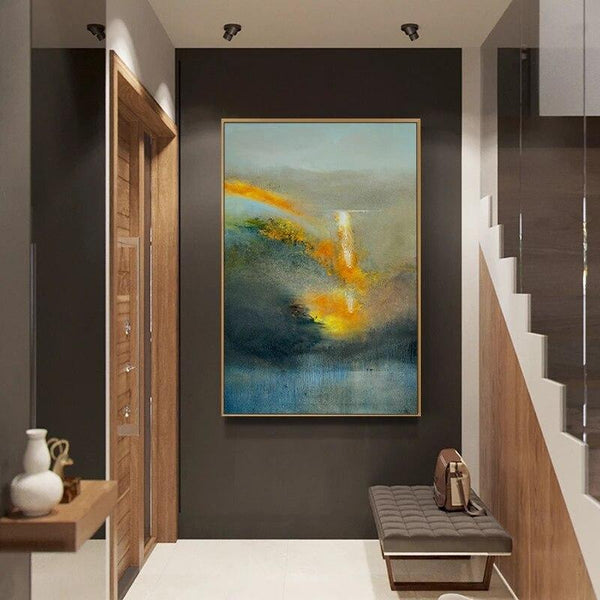 Vertical Hand Painted Oil Painting Abstract Entrance Decor Painting Corridor Hallway Modern Minimalist As